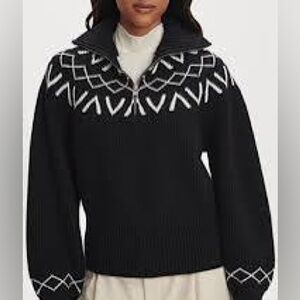NWT Varley Sigrid Fair Isle Half Zip Sweater Medium